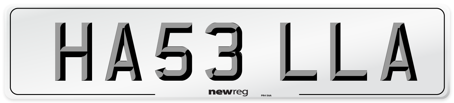 HA53 LLA Number Plate from New Reg